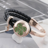 20MM  snap rose gold Plated with green rhinestone KC7634 snap jewelry