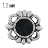 12MM design snap sliver plated with black Rhinestone KS6304-S snaps jewelry