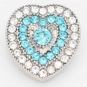 20MM snap Love sliver Plated with rhinestones KC6728 light blue