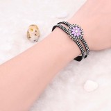 1 buttons Black leather with Spot rhinestone beads KC0876 new type bracelets fit 20mm snaps chunks