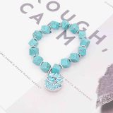 20MM design snap silver Plated with blue Rhinestones KC7787 light blue