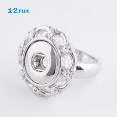 8# snaps metal Ring with Rhinestones fit mini 12mm snap chunks