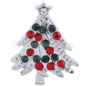 20MM christmas tree snap Silver Plated with Rhinestones KC6161 Christmas snaps jewelry