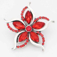 20MM design snap sliver Plated with red rhinestones KC6712 snaps jewelry