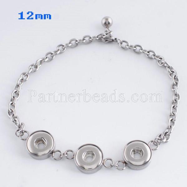 25CM 3 buttons snaps Stainless steel Bracelets KS0702-S fit 12MM snaps chunks