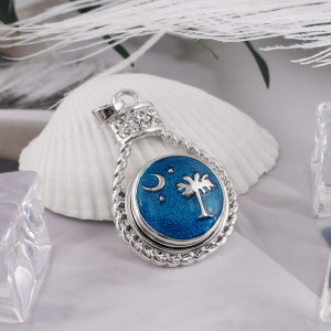 20MM  moon and tree snap Silver Plated with blue Enamel KB6128 blue