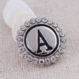 20MM English alphabet-A snap Antique silver  plated with  Rhinestones KC8530 snaps jewelry