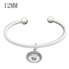 Snap sliver bracelet White rhinestone fit 12MM snaps jewelry KS12777-S