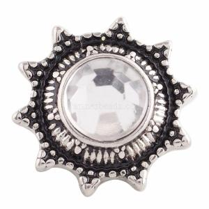 18MM snap Antique Silver Plated with white Rhinestone KC9635 snaps jewelry