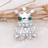 20MM Frog snap Silver Plated with white rhinestone KC7994 snaps jewelry