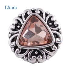 12MM Football snap Antique Silver Plated with faceted orange crystal KS6082-S snaps jewelry