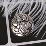 20MM paw snap silver Antique plated with white Rhinestone KC6364 snaps jewelry