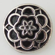 20MM round snap Antique Silver Plated with black Enamel KB7028 snaps jewelry