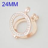 25MM Alloy Rose Gold coin locket pendant with rhinestone