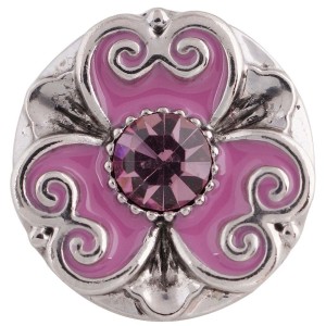 20MM round snap silver Antique plated with purple rhinestone and Enamel KC5361 snaps jewelry