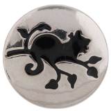 20MM cat round snap silver plated with black Enamel KC7429 interchangeable snaps jewelry