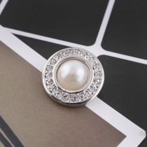 20MM Round snap Antique Silver Plated with white rhinestone and pearl KB5014  snaps jewelry
