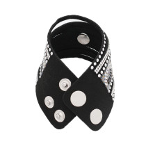 Partnerbeads 21CM black leather bracelets fit 18/20MM snaps chunks KC0292 snaps jewelry