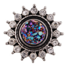 20MM design snap button Antique Silver Plated with  Rhinestone and opal color beads KC9741 snap jewelry