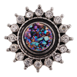 20MM design snap button Antique Silver Plated with  Rhinestone and opal color beads KC9741 snap jewelry