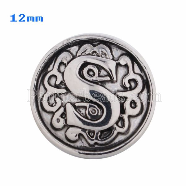 12mm S Antique snaps Silver Plated KS5021-S snap jewelry