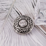 20MM Round snap Antique Silver Plated with white rhinestone KB6148 snaps jewelry