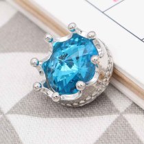 20MM crown snap Silver Plated with blue rhinestone KC6811 snaps jewelry