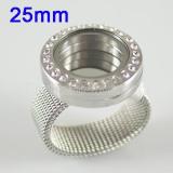 Stainless Steel RING  Mix6-10# size  with Dia 25mm floating charm locket silver color
