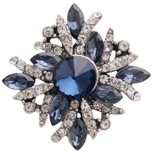 20MM design snap silver Plated with dark blue Rhinestones KC8991 snaps jewelry