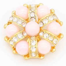 20MM design snap gold Plated with rhinestones and pink pearl KC6693 snaps jewelry