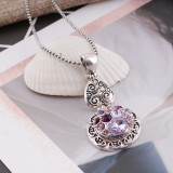 20MM Round snap Antique Silver Plated with purple rhinestone KB5004 snaps jewelry