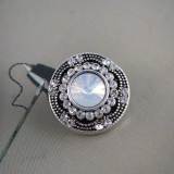 20MM snap round silver plated with white rhinestones  KC6275 interchangable snaps jewelry