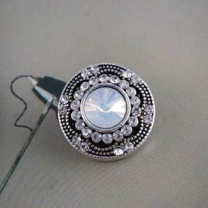 20MM snap round silver plated with white rhinestones  KC6275 interchangable snaps jewelry