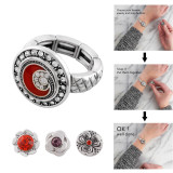 snaps adjustable sliver Ring with rhinestone fit 12mm snap chunks size 2cm