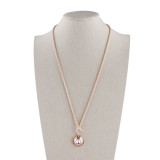 Pendant of rhinestone Rose Gold  Necklace with 72CM chain KC1033 fit 20mm chunks snaps jewelry