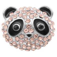 20MM Panda snap Silver Plated with pink rhinestone KC8002 snaps jewelry