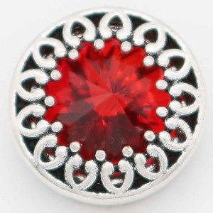 20MM design snap Silver Plated with Red rhinestone KC6742 snaps jewelry