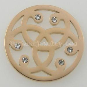 33MM stainless steel coin charms fit  jewelry size with crystal