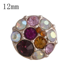 12MM round snap Antique Silver Rose Gold with colorful Rhinestone KS9676-S snaps jewelry