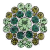 20MM Flower snap silver plated KC5211 with Gradient green Rhinestones interchangeable snaps jewelry