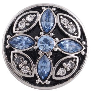 20MM design snap silver Antique plated with light blue rhinestone KC5257 snaps jewelry