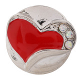 20MM Valentine love silver plated with red Rhinestone and Enamel KC7441 interchangeable snaps jewelry
