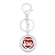 33MM alloy love Aromatherapy/Essential Oil Diffuser Perfume KEY CHAIN with 1pc 25mm discs as gift