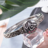 20MM love mother snaps Antique Silver Plated with rose-red rhinestone KB6940 snaps jewelry
