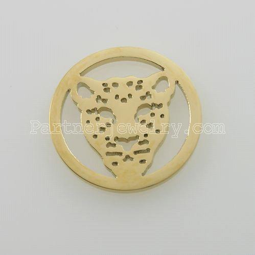 25MM stainless steel coin charms fi  jewelry size leopard