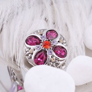 20MM design snap silver plated with rose Rhinestone KC5448 snaps jewelry