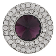 20MM Round snap Silver Plated with dark purple rhinestone KC9881 snaps jewelry