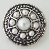 20MM round snap Antique Silver Plated with white pearls KB7038 snaps jewelry