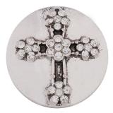 20MM Cross snap Silver Plated with white rhinestones and Enamel KC8564 snaps jewelry