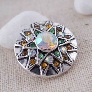 20MM design snap Antique Silver Plated with multicolor Rhinestone KC8744